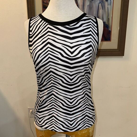 Bolle Black/White Zebra Print Sleeveless Active Top Size Medium - Picture 3 of 12